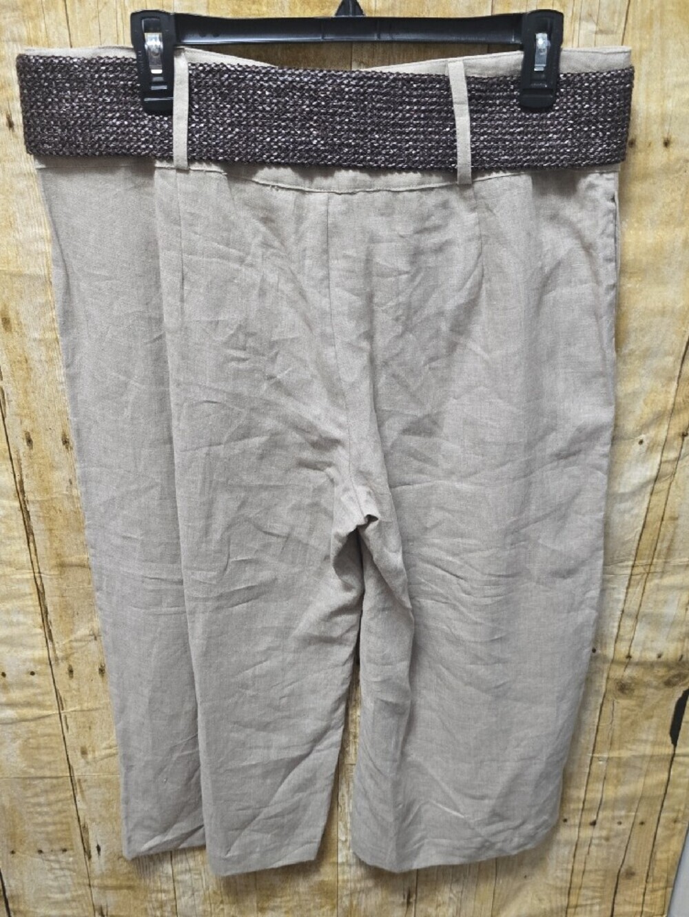 Saint Tropez West | Women's | Linen | Crop Pants w\ Woven Belt | Size 12 - Picture 5 of 7